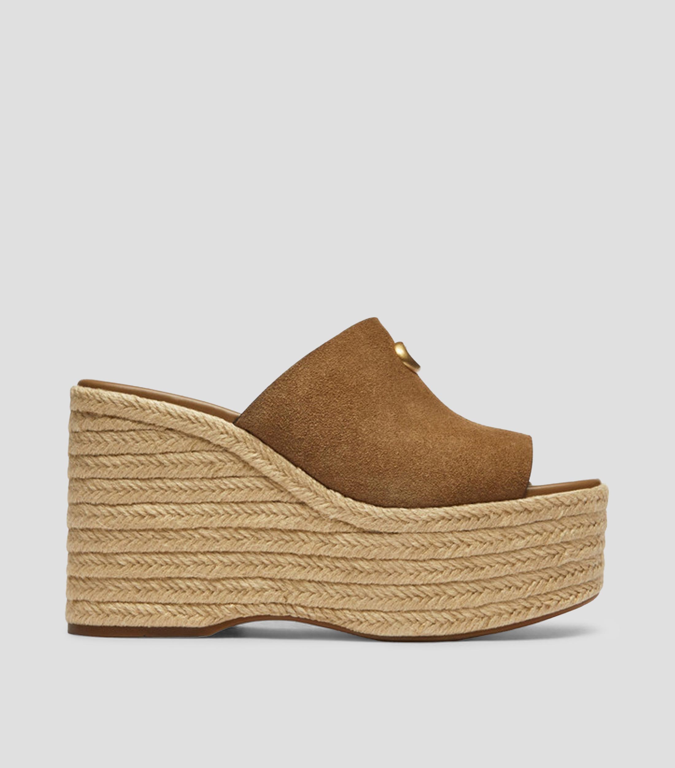 Alpargatas tacón alto ancho en piel Wedge Mujer
